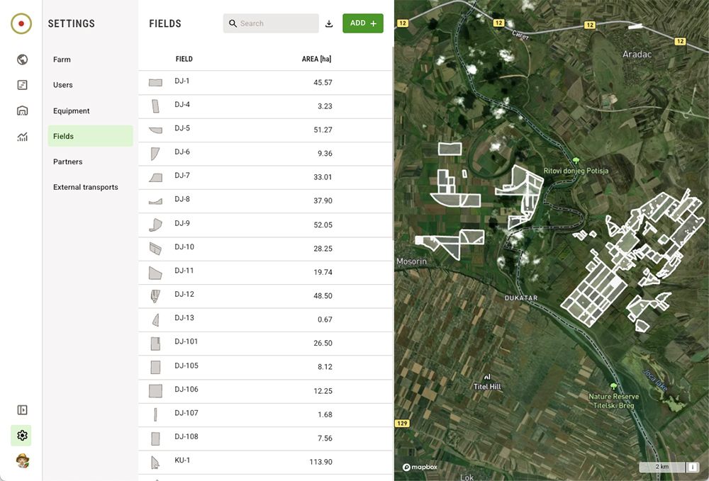 Fields setup in LoginEKO Farming Software